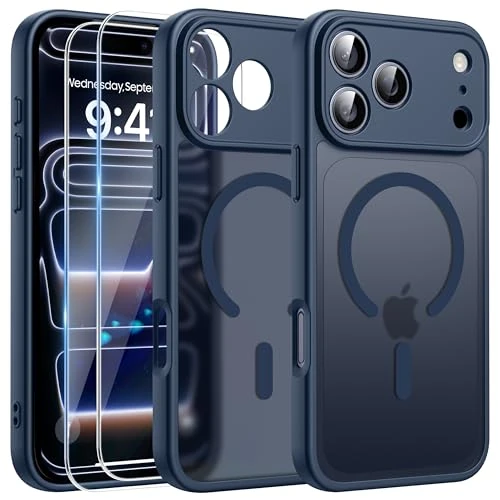Tijdelijke aanbieding: FLLAO 3-in-1 magnetische hoes voor iPhone 17 Pro met 2x HD schermbeschermer, compatibel met Magnet, slank schokbestendig valbescherming, lichtdoorlatend, mat hard achterbumperhoesje, blauw van 12.33 EUR naar 12.33 EUR (korting 0%)