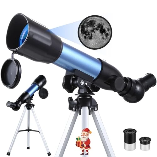Astronomical Telescope for Kids, (Blue) HD 360/50mm Refractor Telescope for Children Beginners Moon Observation Landscape Christmas Birthday Gift