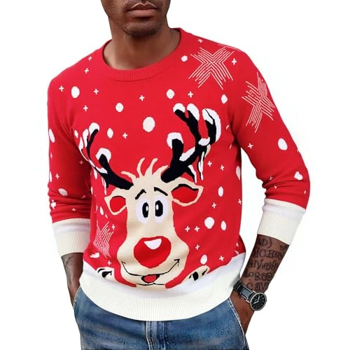 Offerta a tempo: Saodimallsu Maglioni Natalizi Famiglia Donna Uomo Bambini Unisex Maglione di Natale Motivo Renna Maglione Invernale D-Rosso Uomo M - 13% da 14.99 € a 12.99 €