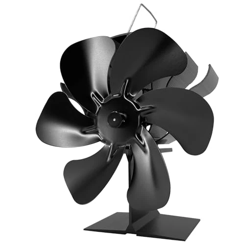 Ventiladores para estufas de chimenea, ventilador de estufa, ventilador de estufa de 6 aspas, ventilador de chimenea, ventilador para estufas y chimeneas (el juego incluye un termómetro)