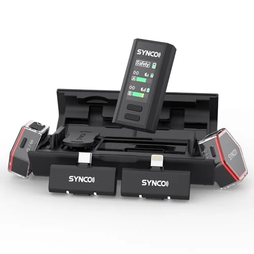 Oferta limitada: SYNCO G4 Micrófono Lavalier Inalámbrico para iPhone7-17/Android/Cámara, 2,4 GHz Doble Canal, Batería de 20 h con Estuche de Carga, Alcance 300 m, Cancelación de Ruido para Youtube TikTok Vlog de 119.00 € a 69.00 € (ahorro 42%)