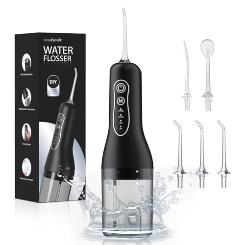Oferta limitada: OasiSmile Irrigador Bucal Portatil Flosser, 4 Modos y 5 Boquillas, 260ML Irrigador Dental Eléctrico para la Limpieza Bucal, IPX7 Impermeable Limpiador Interdental para Casa y de Viaje de 99.99 EUR a 27.99 EUR (ahorro 72%)