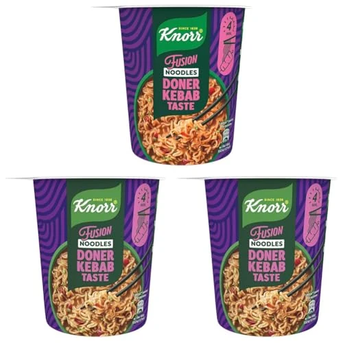Offerta a tempo: Knorr Fusion Noodles Doner Kebab, Noodles Istantanei Etnici, Pronti in 4 Minuti, Sapore Kebab Speziato con Salsa Piccante - 80 gr (Confezione da 3) - 40% da 4.77 € a 2.85 €