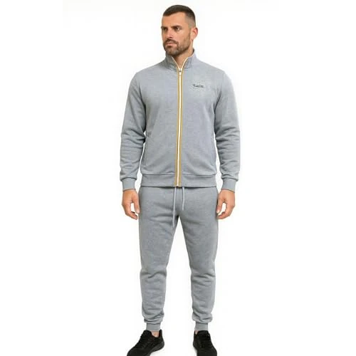 GX GARGIX Chándal para hombre de invierno afelpado cálido pijama deporte pantalones sudadera con cremallera, Chándal-SSW/EduardoGris, XL