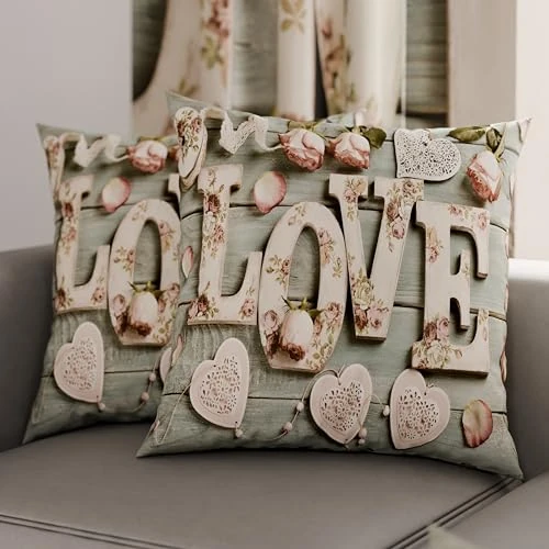 Petti Artigiani Italiani - Par de Fundas de cojín de 40 x 40 cm de Microfibra, Cojines Decorativos para Dormitorio, sofá, salón, Juego de 2 Fundas de cojín, Funda de cojín Shabby 318, 100% Made in