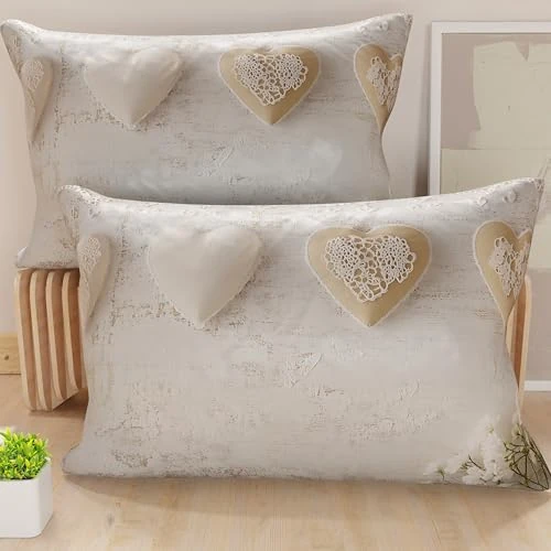 Petti Artigiani Italiani - Par de Fundas de cojín de 30 x 50 cm de Microfibra, Cojines Decorativos para Dormitorio, sofá, salón, Juego de 2 Fundas de cojín, Funda de cojín Shabby 325, 100% Made in