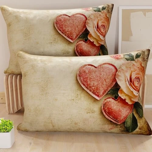 PETTI Artigiani Italiani - Coppia di Federe Cuscino 40x145 cm in Microfibra, Cuscini Arredo Camera da Letto, Divano, Salotto, Set 2 Fodere Copricuscino, Federa Shabby 332, 100% Made in Italy