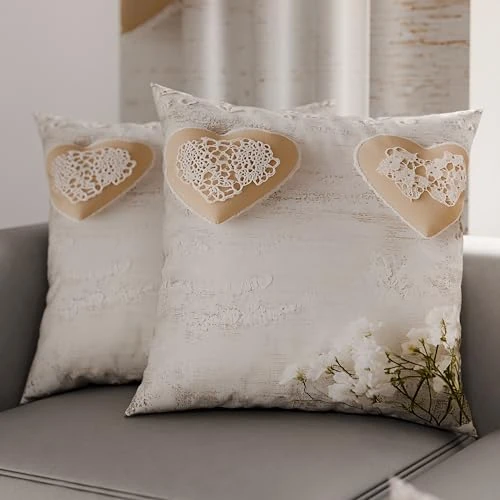 PETTI Artigiani Italiani - Pair of Pillow Cases 35 x 35 cm in Microfibre, Cushions for Bedroom Furniture, Sofa, Living Room, Set of 2 Cushion Covers, Shabby 325 Pillowcase, 100% Made in Italy