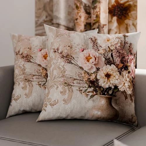 Petti Artigiani Italiani - Par de Fundas de cojín de 50 x 50 cm de Microfibra, Cojines Decorativos para Dormitorio, sofá, salón, Juego de 2 Fundas de cojín, Funda de cojín Shabby 341, 100% Made in