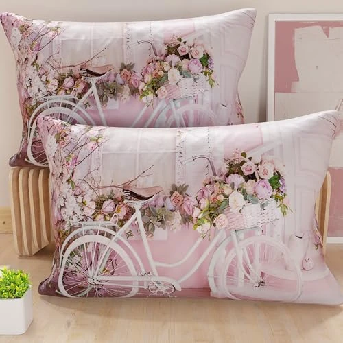 Petti Artigiani Italiani - Par de Fundas de cojín de 30 x 50 cm de Microfibra, Cojines Decorativos para Dormitorio, sofá, salón, Juego de 2 Fundas de cojín, Funda de cojín Shabby 333, 100% Made in