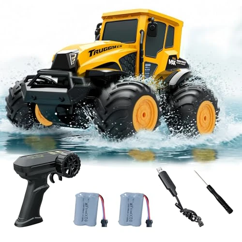 Limitiertes Angebot: Emphsism Ferngesteuertes Auto Amphibienfahrzeug 1:14, RC Monstertruck bis 15 km/h auf Land, Wasserdicht IPX7, 360° Stunts, 2×1200mAh Akkus 90 Min Spielzeit, Geschenk für Kinder ab 6 Jahren von 49.99 EUR auf 39.99 EUR (Spare 20%)