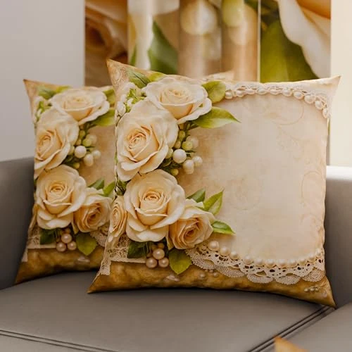 PETTI Artigiani Italiani - Coppia di Federe Cuscino 50x50 cm in Microfibra, Cuscini Arredo Camera da Letto, Divano, Salotto, Set 2 Fodere Copricuscino, Federa Shabby 342, 100% Made in Italy