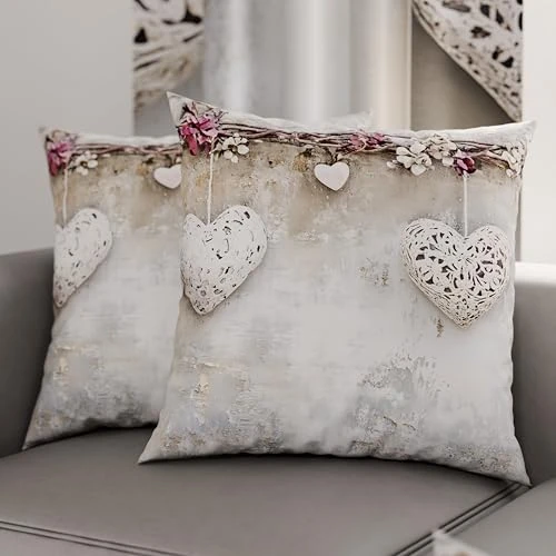 Offerta a tempo: PETTI Artigiani Italiani - Coppia di Federe Cuscino 80x80 cm in Microfibra, Cuscini Arredo Camera da Letto, Divano, Salotto, Set 2 Fodere Copricuscino, Federa Shabby 327, 100% Made in Italy - 53% da 22.90 € a 10.72 €