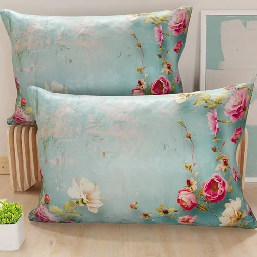 Petti Artigiani Italiani - Paar Kissenbezüge 40 x 145 cm aus Mikrofaser, Dekokissen für Schlafzimmer, Sofa, Wohnzimmer, Set mit 2 Kissenbezügen, Kissenbezug Shabby 345, 100% Made in Italy