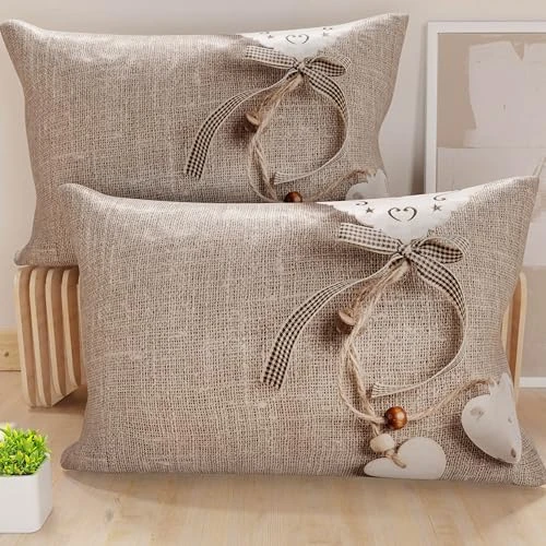 PETTI Artigiani Italiani - Paire de taies d'oreiller 40 x 145 cm en Microfibre, Coussins d'ameublement de Chambre à Coucher, canapé, Salon, 2 Housses de Coussin, taie d'oreiller Shabby 331, 100