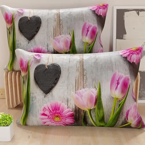 Petti Artigiani Italiani - Par de Fundas de cojín de 40 x 80 cm de Microfibra, Cojines Decorativos para Dormitorio, sofá, salón, Juego de 2 Fundas de cojín, Funda de cojín Shabby 330, 100% Made in