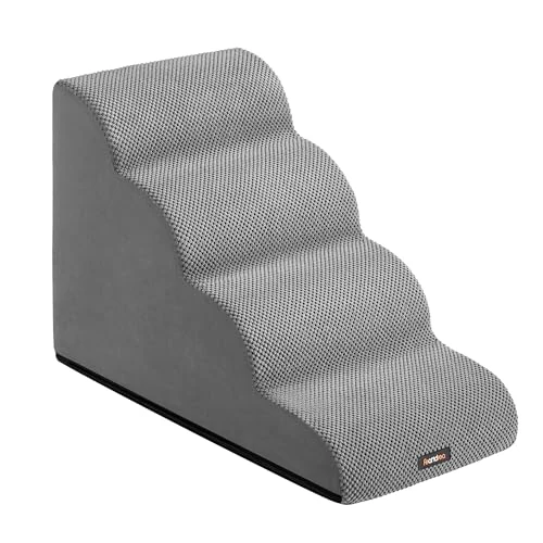 Offerta a tempo: Feandrea Scala a 4 Gradini per Cani, Velluto Goffrato, Pendenza per Letto, Divano, Scaletta per Animali Impermeabile e Antiscivolo, Copertura Sfoderabile e Lavabile, Grigio Tortora PPS014GD01 - 22% da 52.99 € a 41.39 €