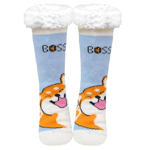 Offerta a tempo: ZFSOCK Calze Antiscivolo Donna Invernali: Calzini Pantofole Termiche per Casa e Sonno Divertenti Fantasia Animale Modello Natale Regali Capodanno - 1 Paio Taglia Unica Azzurro - 38% da 12.98 € a 7.99 €