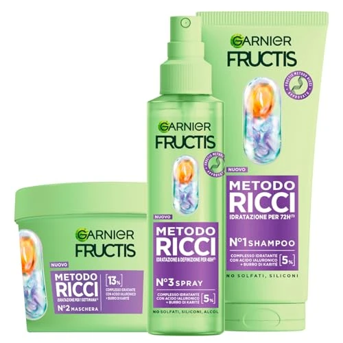 Offerta a tempo: Garnier Fructis Metodo Ricci Shampoo 200ml + Maschera 370ml + Spray Idratante 150ml — 12% da 28,21 € a 24,89 €
