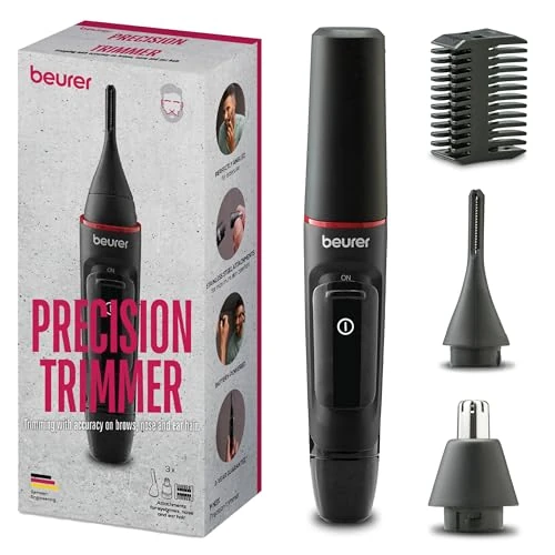 Oferta limitowana: Beurer MN3X trymer precyzyjny, bateryjna Maszynka do strzyżenia włosów, 3 wysokiej jakości Końcówki, trymer do modelowania i przycinania włosków nosa, uszu i brwi, Wodoszczelny z 65.57 zł na 58.99 zł (oszczędź 10%)