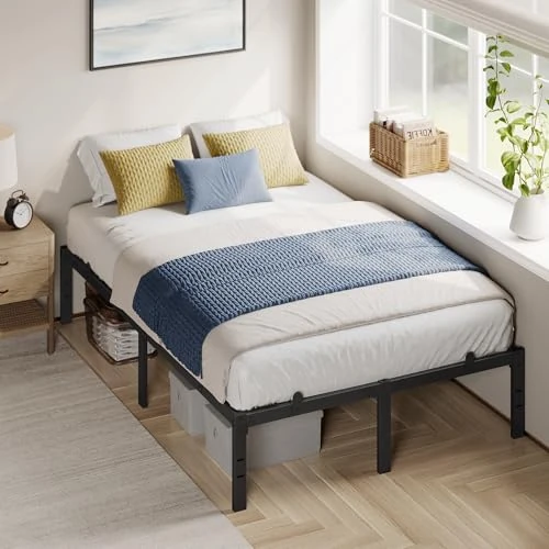 Offerta a tempo: VASAGLE Struttura Letto Matrimoniale, per Materasso 120 x 190 cm, Telaio del Letto in Metallo, Spazio di Organizzazione, Moderno, per Ospiti, Montaggio Semplice, Nero Inchiostro RMB130BD01 - 20% da 56.99 € a 45.59 €