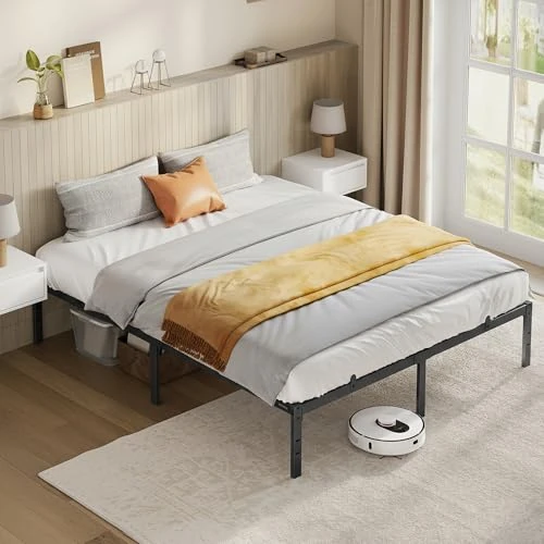 Offerta a tempo: VASAGLE Struttura Letto Matrimoniale, per Materasso 160 x 190 cm, Telaio del Letto in Metallo, Spazio di Organizzazione, Moderno, per Ospiti, Montaggio Semplice, Nero Inchiostro RMB139BD01 - 15% da 61.99 € a 52.69 €
