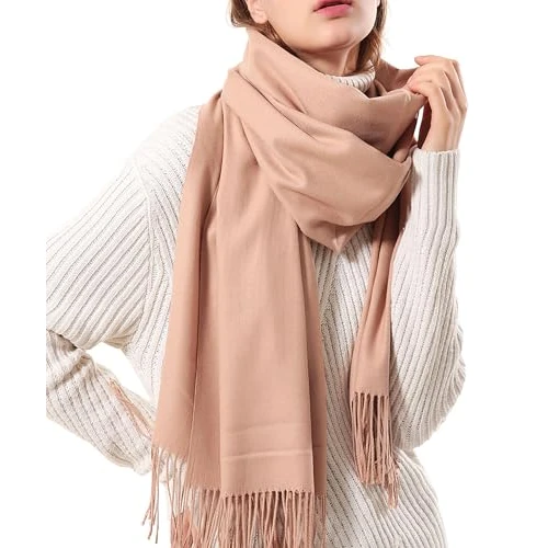 Leisofter Damen Langer Pashmina-Schal für alle Jahreszeiten, gewebt, superwarm, 200 x 70 cm Gr. 200 * 70 cm, WS012-Camel
