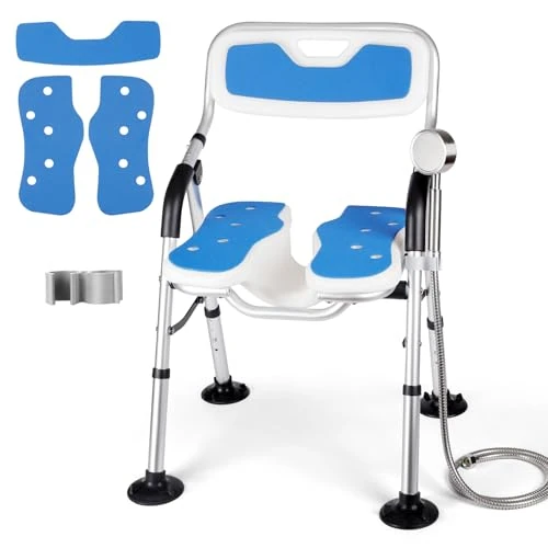 Oferta limitada: DEWEL Silla Ducha Personas Mayores, con Respaldo y Brazos, InstalacióN Sin Herramientas, con Ranuras, Altura Ajustable, Capacidad de Carga 150 Kg, Silla para Ducha para Personas Mayores(Azul) de 139.99 EUR a 125.99 EUR (ahorro 10%)