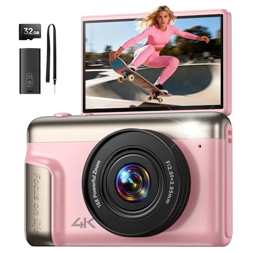 Oferta limitada: 4K Cámara fotográfica Digital: 64 MP compacta videocámara Vlog con 16X Zoom Autofocus – Regalos para Principiantes Adultos – 180° Flip Máquinas fotográficas Niñas Niños Rosa de 89.99 EUR a 89.99 EUR (ahorro 0%)