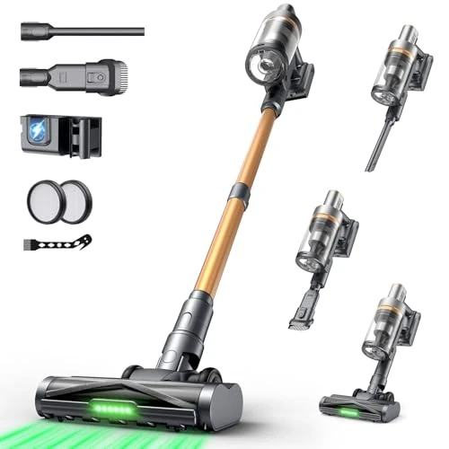 Circlio Aspirateur Balai sans Fil 650W/65000Pa/70min, Aspirateur sans Fil Puissant avec Rechargeable Support Mural, Brosse Anti-emmêlement, OLED Écran Tactile, pour Tapis, Sols Durs, Poils d'animaux