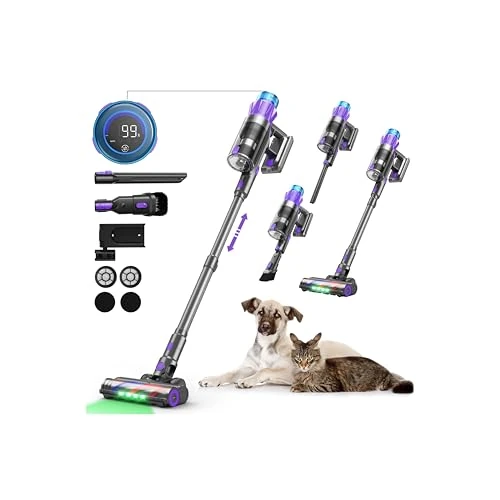 P9 Pro Draadloze accustofzuiger, 55 kPa/580 W/70 min, met intelligente weergave en anti-klitborstel, groen ledlicht, krachtige stofzuiger voor vloeren, tapijten, dierenharen