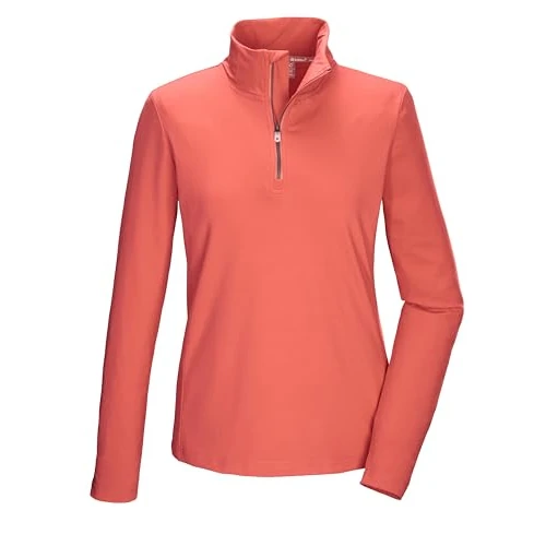 killtec Kobiety Funkcjonalna koszula/koszulka polarowa ze stójką i zamkiem błyskawicznym KSW 70 WMN FLX SHRT, bright coral, 46, 43464-000