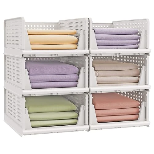 Oferta limitada: SONGMICS Organizador de Armario Plegable, Apilable, Cesta Extraíble, Juego de 6, Almacenamiento y Organización, Plástico, Dormitorio, Oficina, Baño, Blanco LPC600WZ01 de 32.99 € a 32.99 € (ahorro 0.00%)