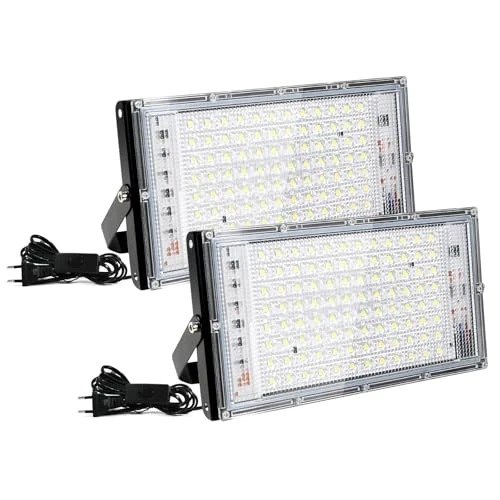 Zeitlich begrenztes Angebot: 100W LED Strahler Außen, Fluter 6500K Kaltweiß Flutlicht Außenleuchte, Scheiwerfer LED-Strahler, IP66 wasserdicht, geeignet für Garten, Garage und Sportstadion, 2 Stück von 21.99 € auf 21.99 € (0.00% Rabatt)