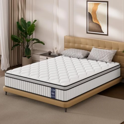 BedStory Matras Eenpersoons matras, 120 x 190 cm, hoogte 20 cm, met Oeko-Tex-certificering, onafhankelijk zakmatras, binnenveringmatrassen en schuim, hoog ademend vermogen