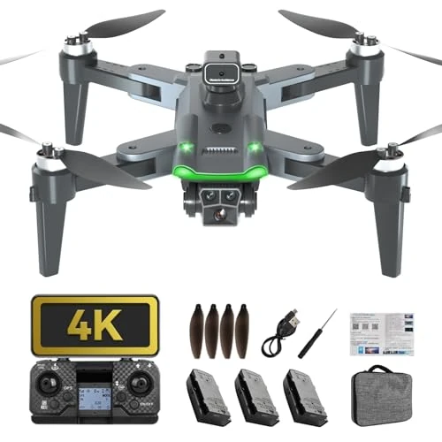 Offerta a tempo: HYTOBP S166 Drone con Telecamera 4K Professionale per Adulti Principianti, Drone GPS con 3 Telecamere, Quadricottero RC con Motore Brushless, Trasmissione WiFi 4G, Ritorno Automatico(Standard) - 30% da 149.99 € a 104.98 €