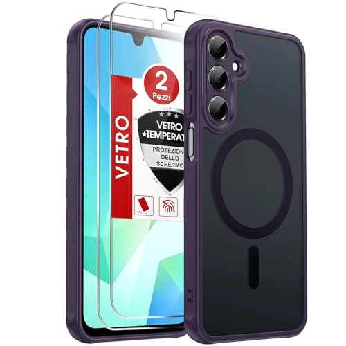 Oferta limitada: LeYi Funda Mate para Samsung Galaxy A16 4G / 5G y Protector de Cámara, Compatible con MagSafe Magnetic, Movil Carcasa Antigolpes Helada Translúcida Antihuellas con 2 Piezas Cristal Templado, Morado de 10.99 € a 10.99 € (ahorro 0.00%)