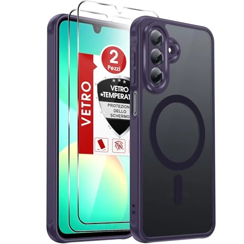 Offerta a tempo: LeYi Cover Magnetica per Samsung A26 5G con 2 Pezzi Vetro Temperato, Custodia per Galaxy A 26 Traslucida Opaca Anti-Impronte Resistente ai Graffi Paraurti in TPU Antiurto Protettiva Case, Viola - 5% da 9.99 € a 9.49 €