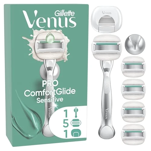 Gillette Venus Pro Comfortglide Sensitive ostrza systemowe 5 szt. + rękojeść + zawieszka prysznicowa + nakładka ochronna na podróż - wersja online