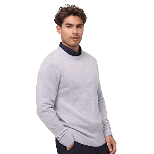 Offerta a tempo: DANISH ENDURANCE Maglioncino Uomo Maniche Lunghe, Morbido, Maglione Girocollo Lana Merino e Cashmere Grigio Chiaro Melange L - 44% da 79.95 € a 44.95 €
