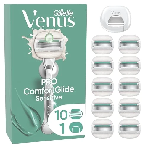 Gillette Venus Pro Comfortglide Sensitive Systeemmessen, 10 stuks + reisbeschermkap, online verzending variant
