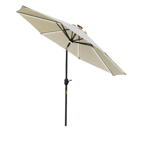 Offerta a tempo: Outsunny Ombrellone da Giardino Inclinabile con Luci LED 2.7x2.7m Crema - 47% da 68.95 € a 36.47 €