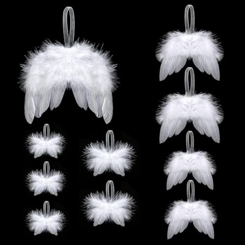 Offre limitee: TenaLucy 10 Pièces Ange de Noel avec Plumes Blanches(Blanc), Ange de Noel pour Sapin, Christmas Angel Aile de Plume Pendentifs en 5 Tailles, Blanc Décorations Sapin de Christamas de 9.99 EUR a 7.49 EUR (economie 25%)