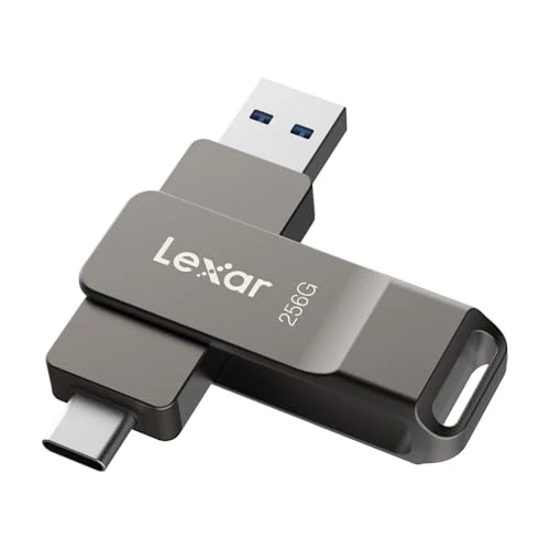 Offerta a tempo: Lexar D40E 256 GB Dual Drive USB 3.2 Gen 1 Type-C Jump Drive, unità flash USB-C con alloggiamento in metallo e design girevole, unità flash,Grigio Titanio - 16% da 36.99 € a 30.99 €