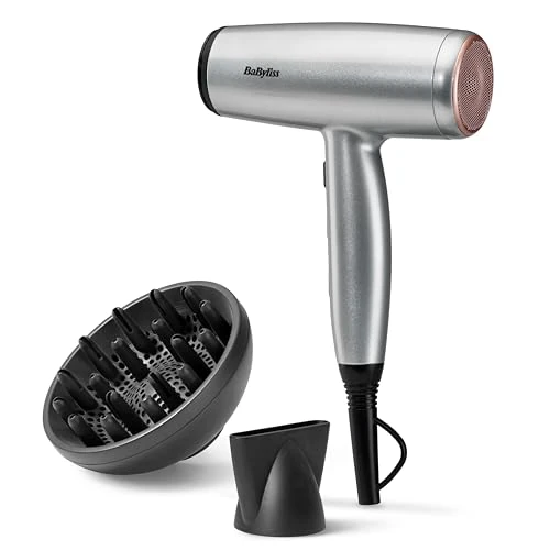 BaByliss Cosmos Lightweight Hair Dryer - New 2025, 2100W Powerful Slim Hair Dryer, Ionic Anti-lint Conditioner, 3 Heat & 2 Speed Settings, Silver, D580DE