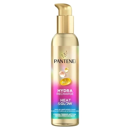 Pantene Pro-V Hydra Recharge Creme ohne Ausspülen, Heat & Glow 135 ml. Schützt vor Feuchtigkeit, Frizz und Hitze. Pro-V Formel, die durch Hitze aktiviert wird. Feuchtigkeit und Glanz ohne zu