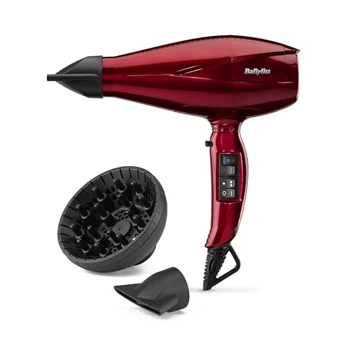 Oferta limitada: BaByliss Secador de Pelo Digital Pro con Difusor - Secador Profesional 2200W, Iónico, Secado ultrarrápido, Fabricado en Italia, 2 ajustes de Calor y 2 velocidades, Botón Turbo, Aire frío, Rojo, 6001DE de 149.90 EUR a 74.90 EUR (ahorro 50%)