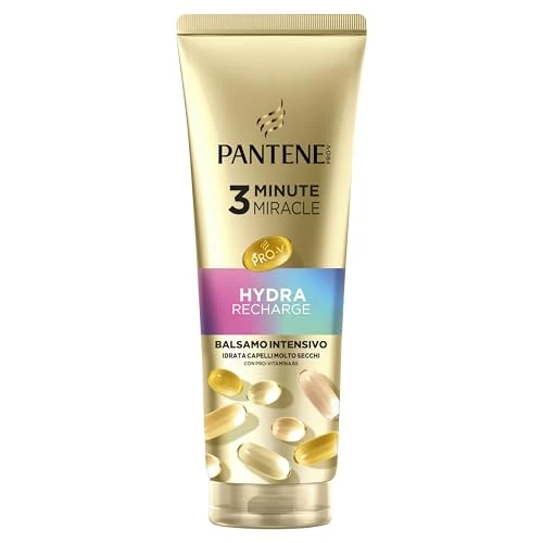 Offerta a tempo: Pantene Pro-V Hydra Recharge Balsamo Intensivo 3 Minute Miracle 220ml per Capelli Molto Secchi. Formula Pro-V con Active Nutri-Plex. Nutre in Profondità, per Capelli Idratati, Lucenti in un Solo Uso - 14% da 6.99 € a 5.99 €