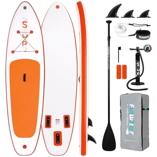 Offre limitée : FunWater Planche de stand up paddle gonflable de 320 cm - pagaie - sac à dos, 3 palmes, pompe, laisse - Planche de SUP pour débutants et confirmés de 189.99 € à 189.99 € (0.00% de remise)