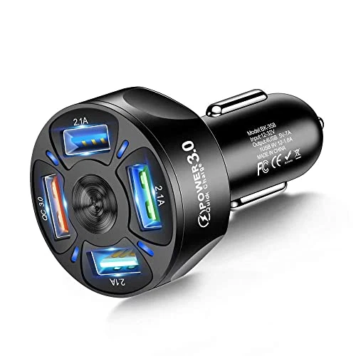 Offre limitée : 4 Ports Chargeur Voiture USB Téléphone Portable, Chargeur Allume-Cigare Accessoires Compatible avec Tablette, iPhone,Samsung de 7.99 € à 7.99 € (0.00% de remise)